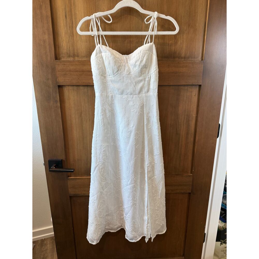 Lulus Women's Strappy White Metallic Floral Dress Bridal Wedding Size XS Boho